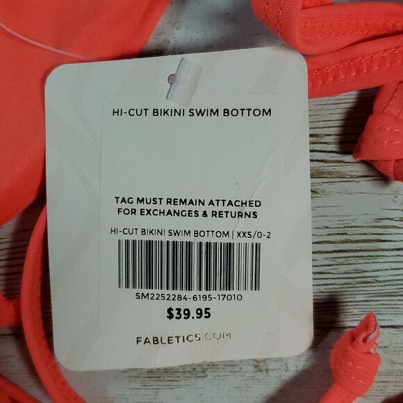 NEW Fabletics High-Cut Hi-Cut‎ String Bikini Bottom Neon Orange Size XXS 0-2 - Picture 9 of 10